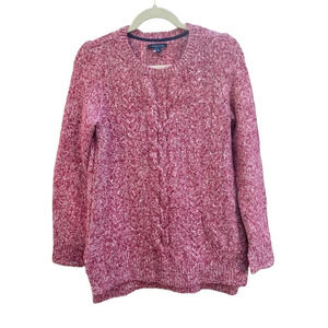 TOMMY HILFIGER RED MARLED CABLE KNIT SWEATER